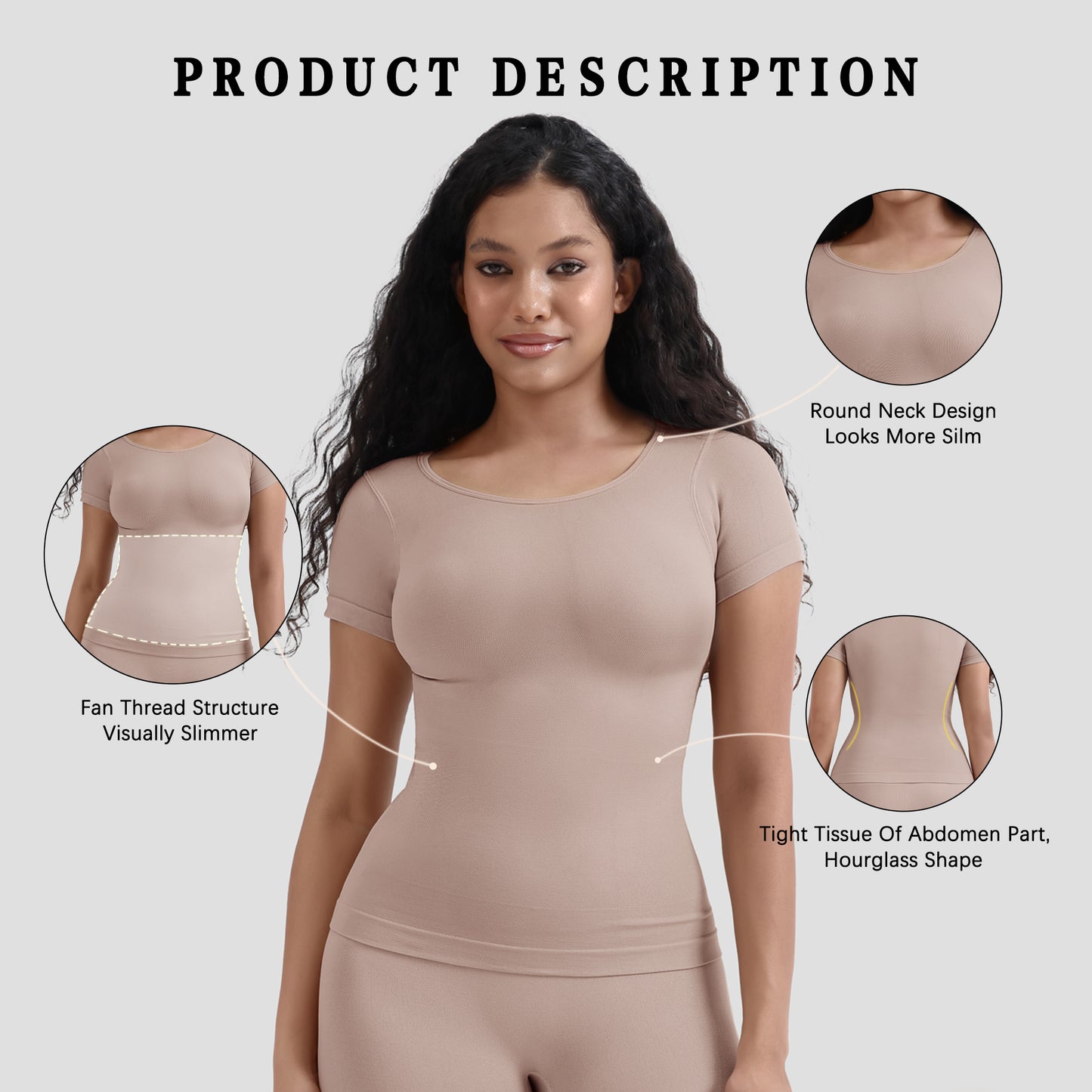 Corset Tummy Control Bottoming T-Shirt Waist Short Sleeved Top
