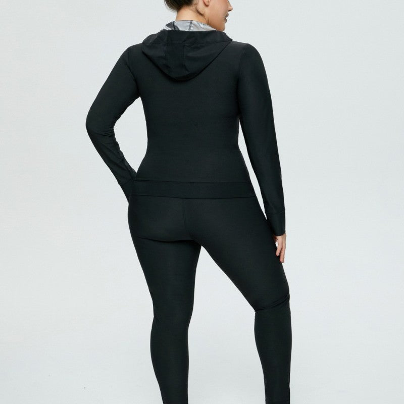 Hot Sale In Stock Butt Lift Zip Push Up Black Sauna Shaper Sets Xxl-xxl-xxl Slimming Fitness Weight Loss Sauna Sweat Suit