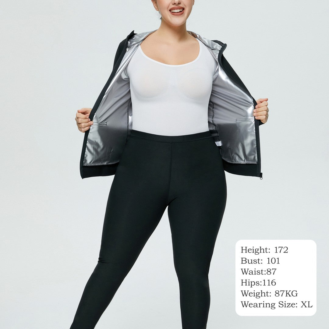 Hot Sale In Stock Butt Lift Zip Push Up Black Sauna Shaper Sets Xxl-xxl-xxl Slimming Fitness Weight Loss Sauna Sweat Suit