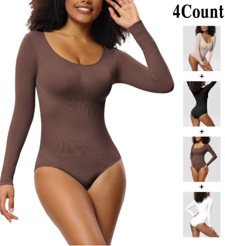 Long-Sleeve Seamless Shapewear