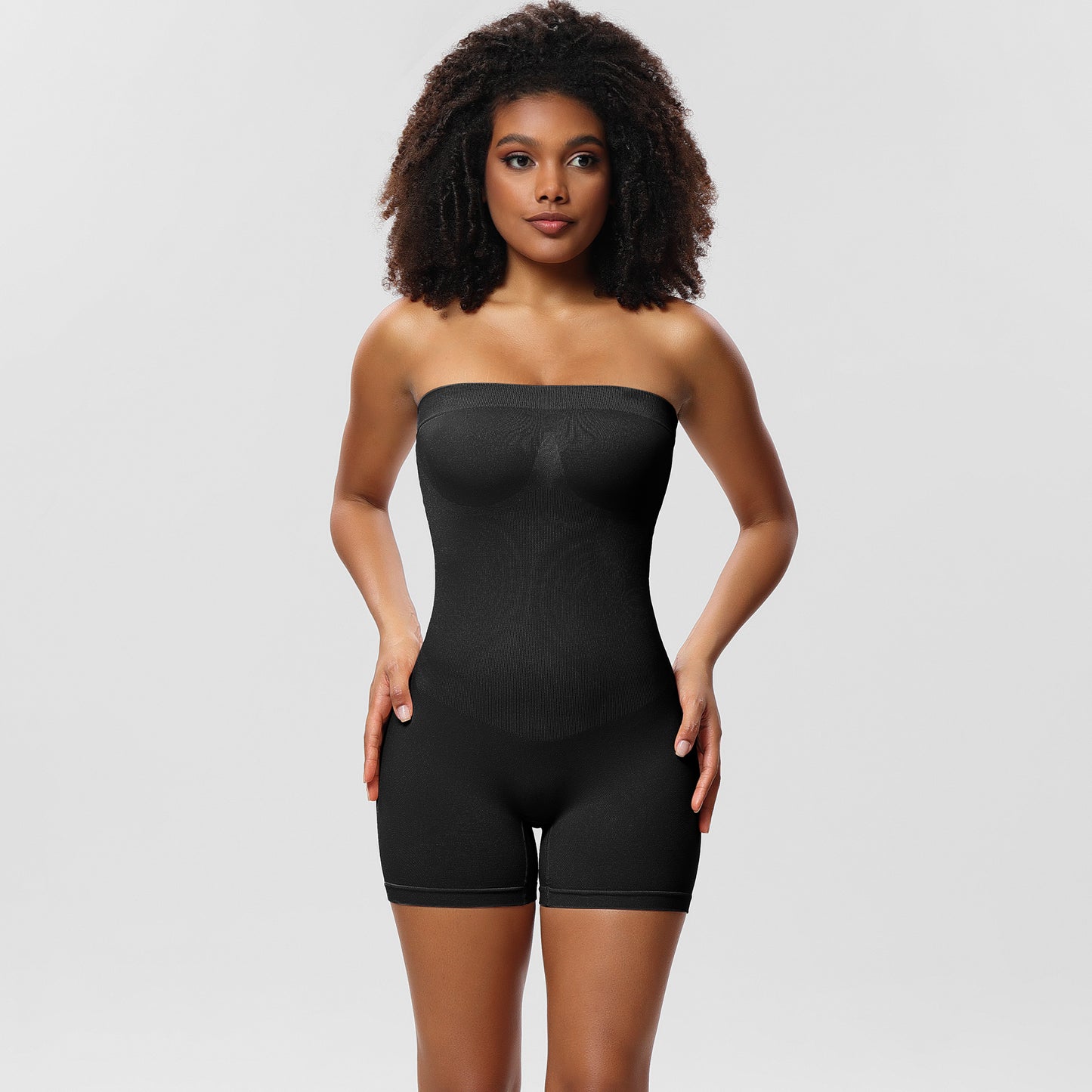 Detachable Straps Tube Top Shapewear Women's Tummy Control Buttocks Lifting Quarter Jumpsuit