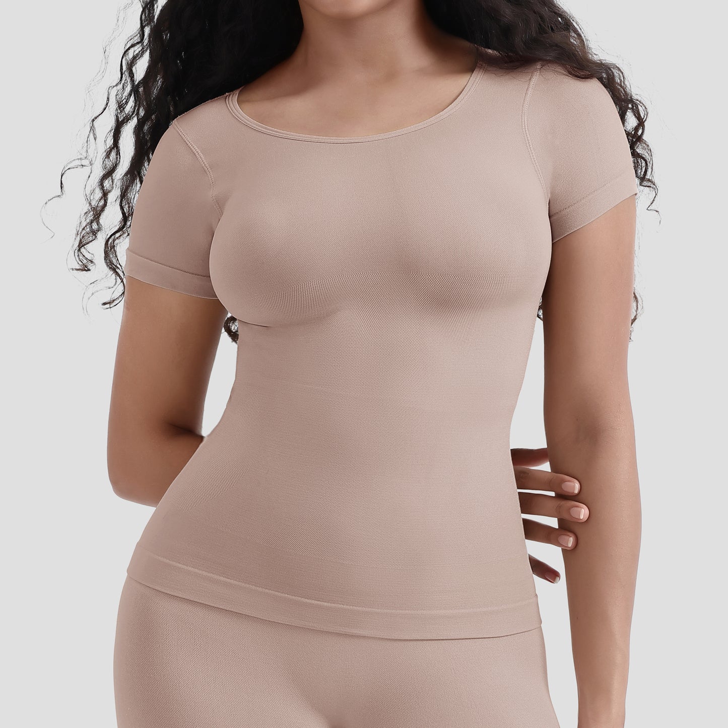 Corset Tummy Control Bottoming T-Shirt Waist Short Sleeved Top