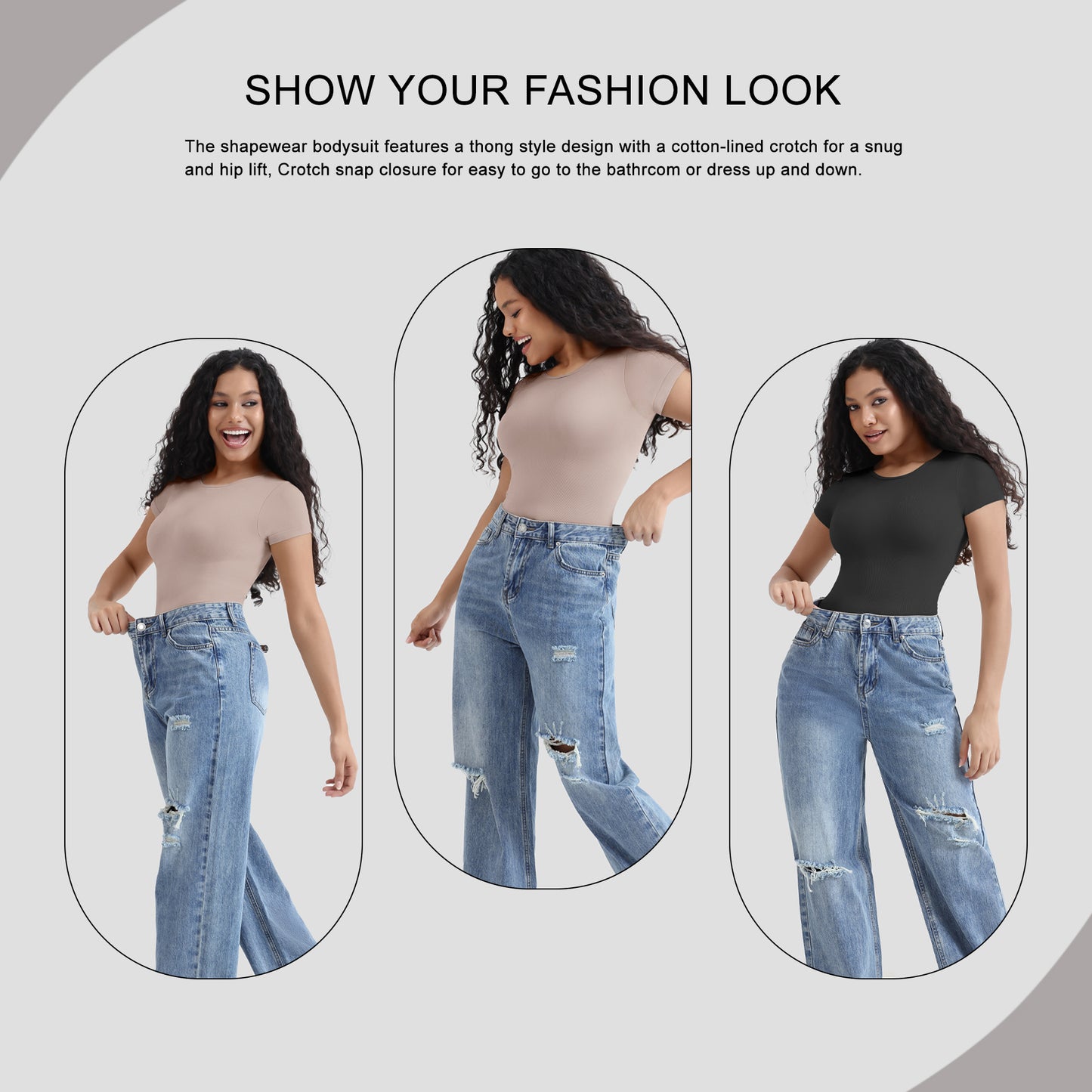 Shapewear Body Pressure Round Collar Tight Solid Color Short Sleeve Tops