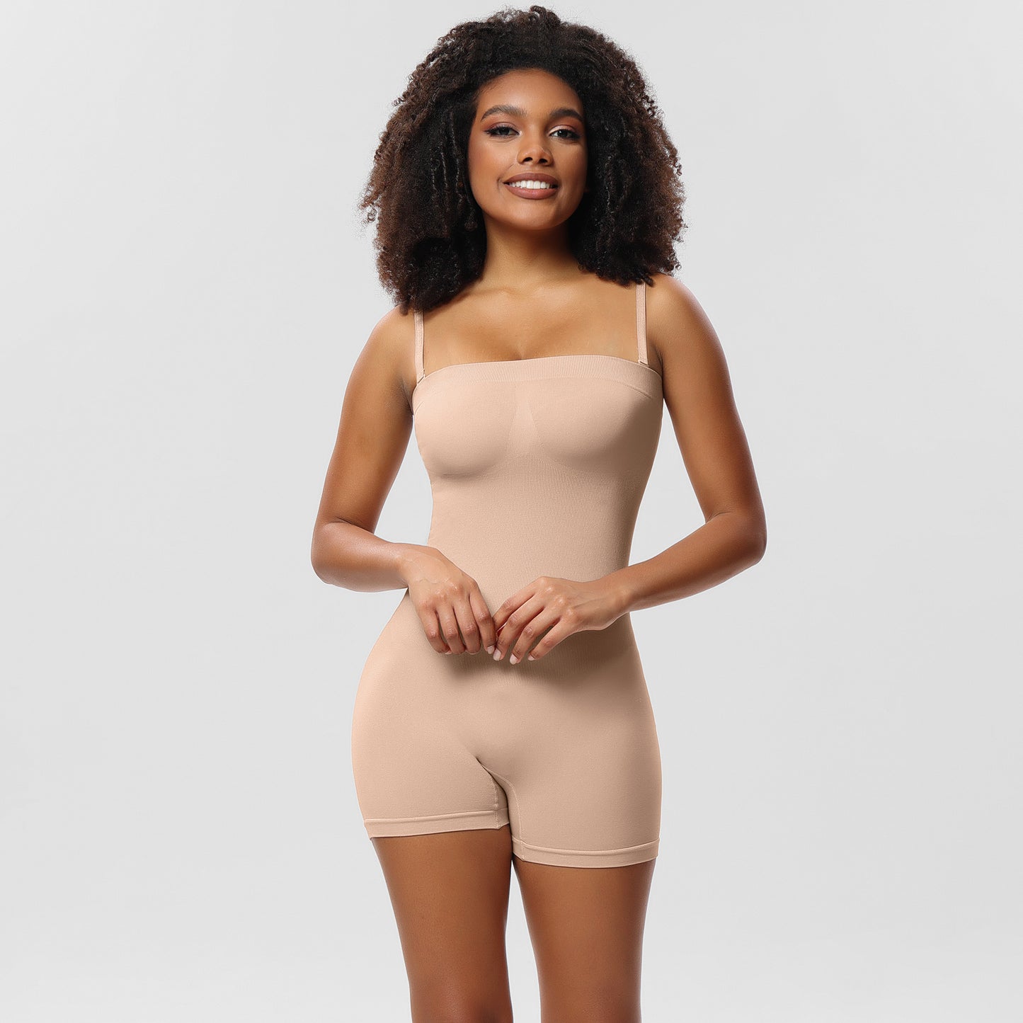 Detachable Straps Tube Top Shapewear Women's Tummy Control Buttocks Lifting Quarter Jumpsuit