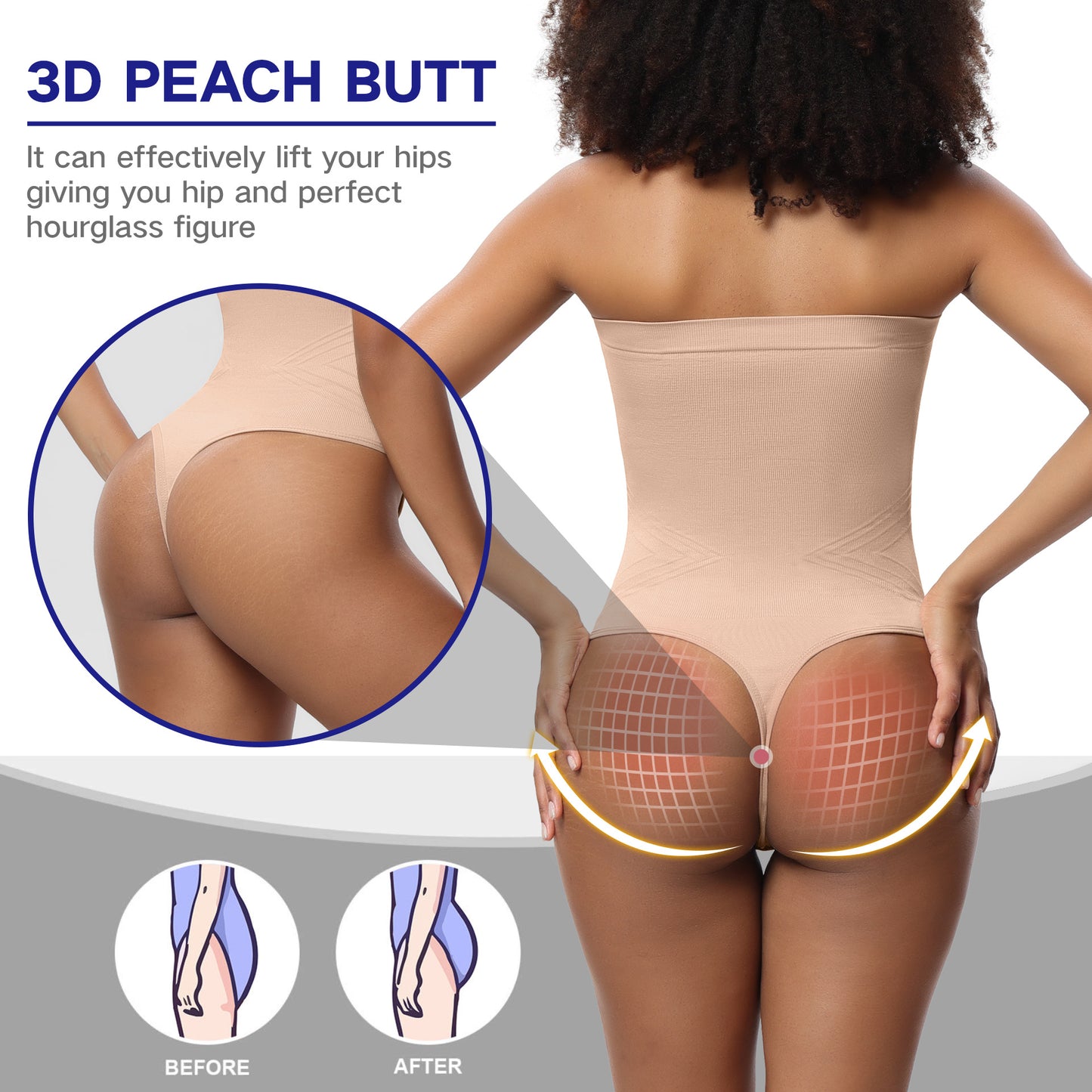 Seamless Shapewear Tummy Lifting Butt Lifting Thong Body Shaper for Women