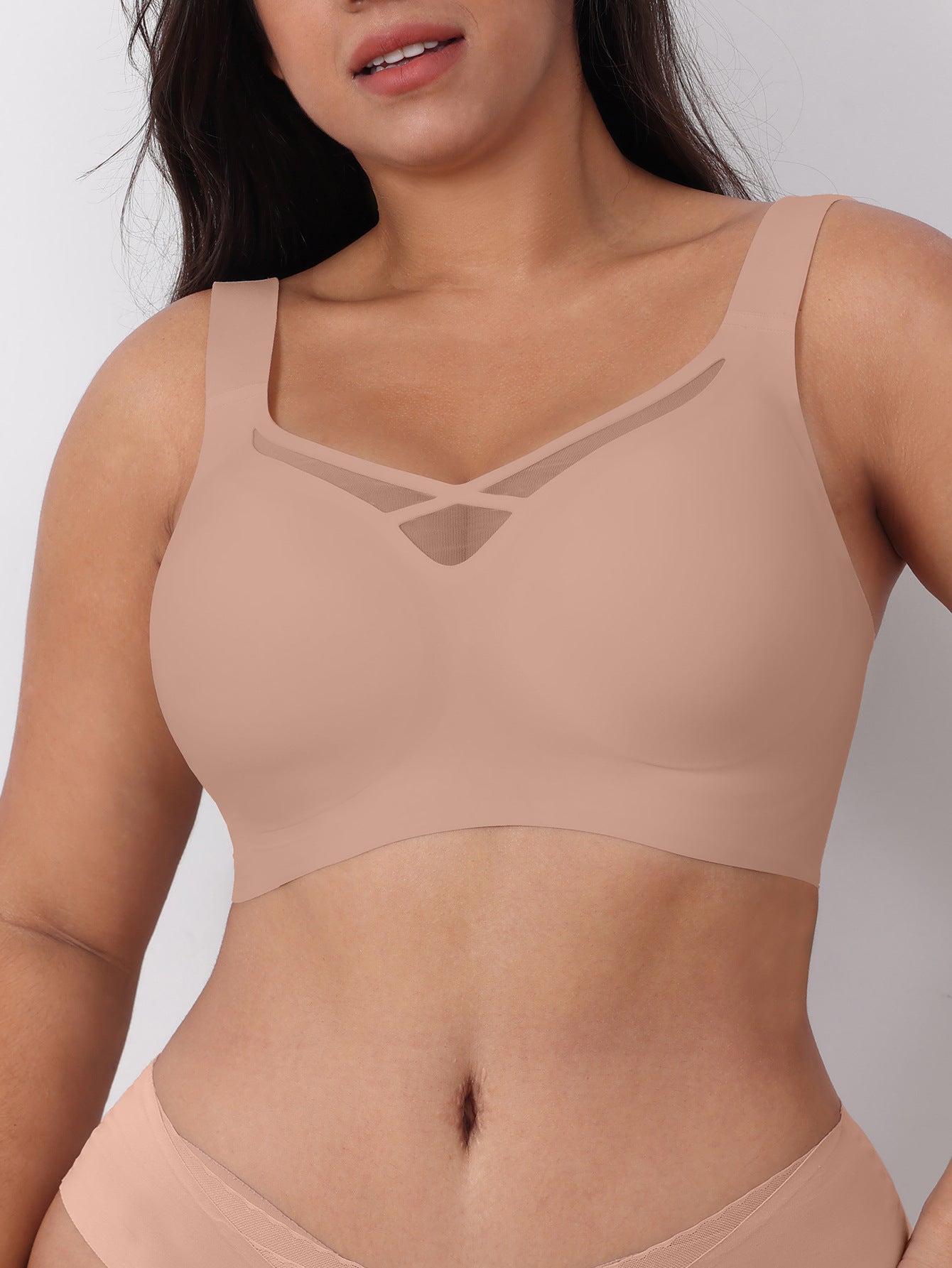 Large size bras women's no-rims gathered anti-sagging bra seamless underwear bra