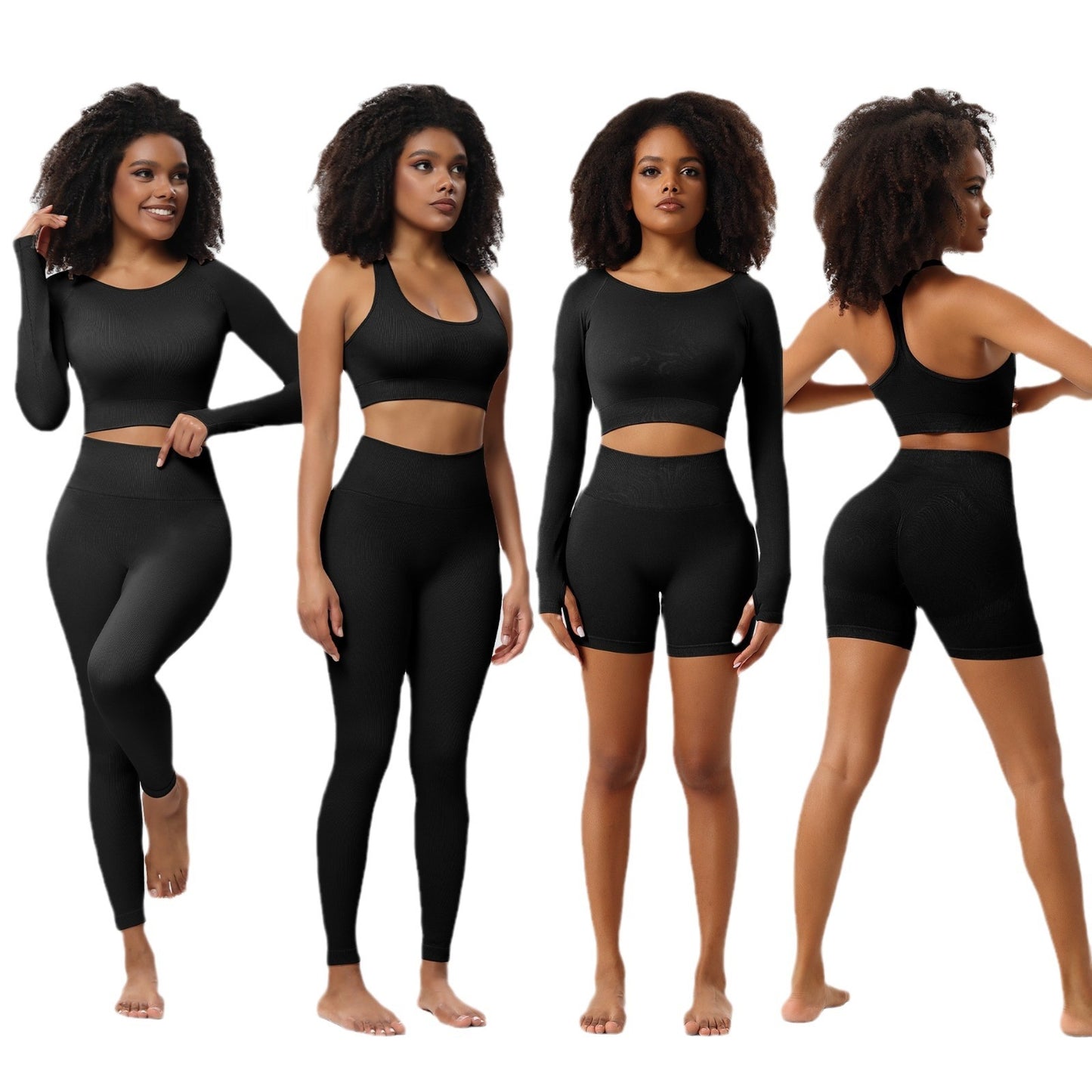 Yoga Clothes Autumn Set Seamless Yoga Pants Sports Vest Yoga Top Long Sleeve Three-piece Fitness Clothes