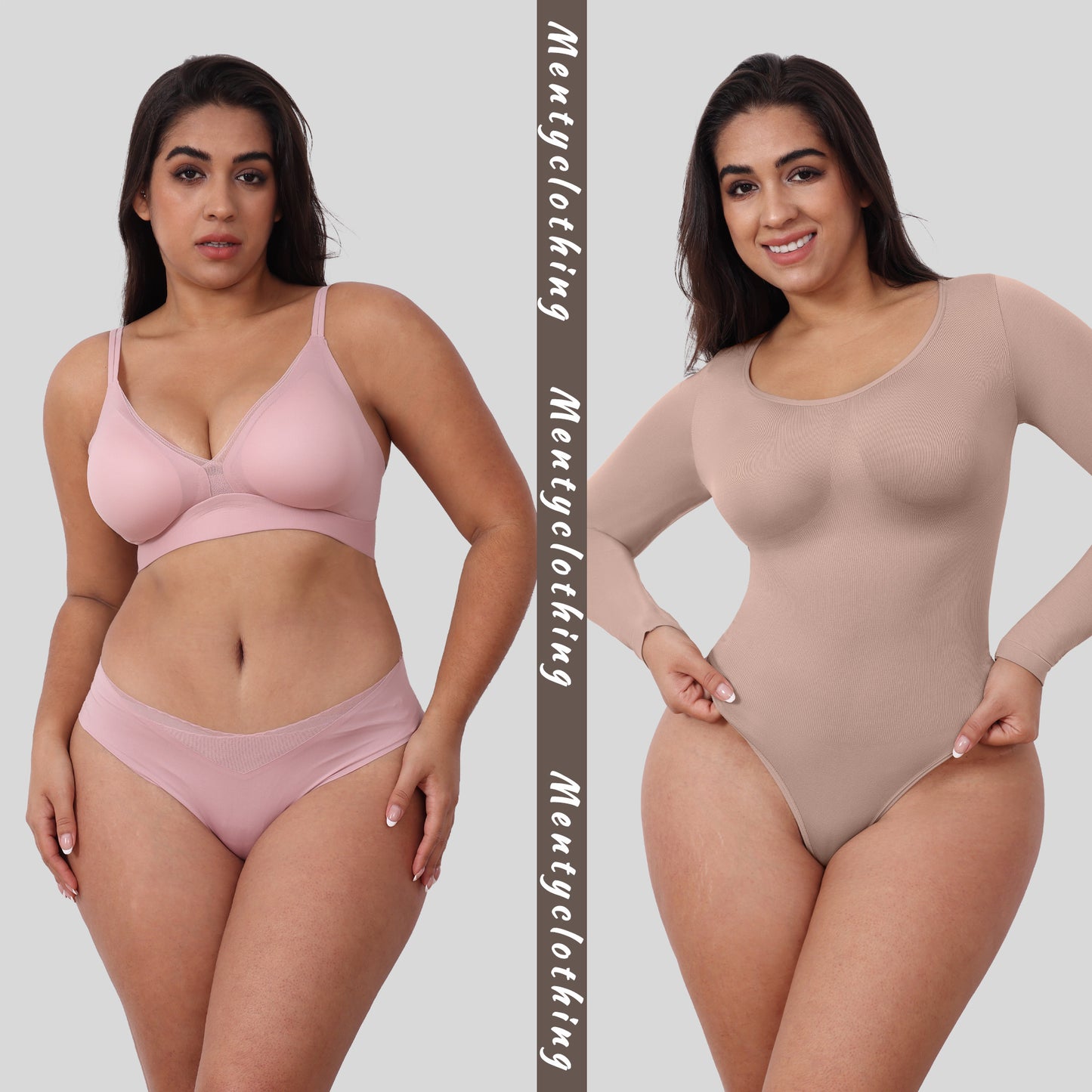 Long Sleeve Round Neck Thong Shapewear