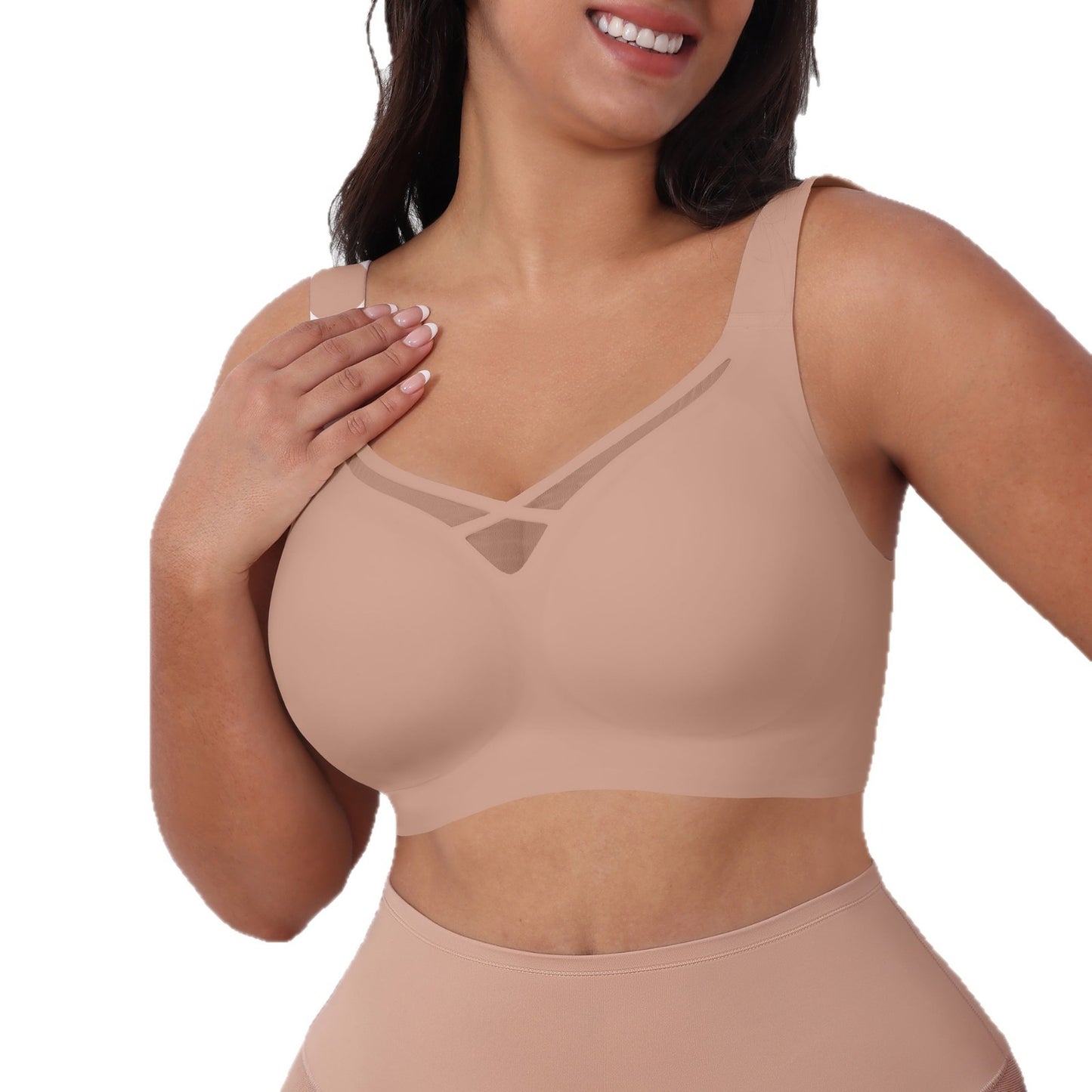 Large size bras women's no-rims gathered anti-sagging bra seamless underwear bra