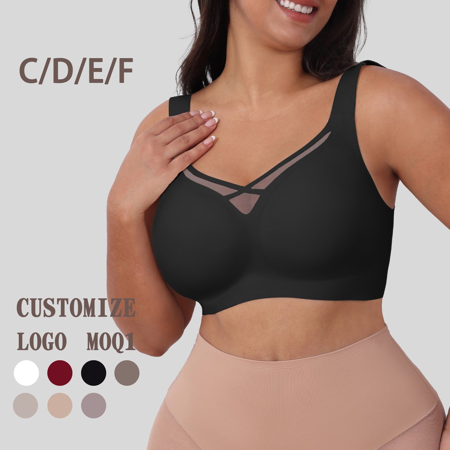 Large size bras women's no-rims gathered anti-sagging bra seamless underwear bra