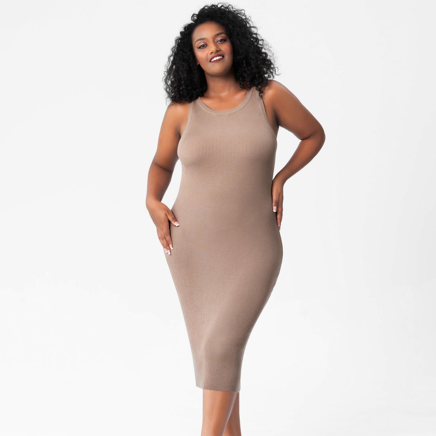 Plus Size Women's Round Neck Vest Knitted Dress