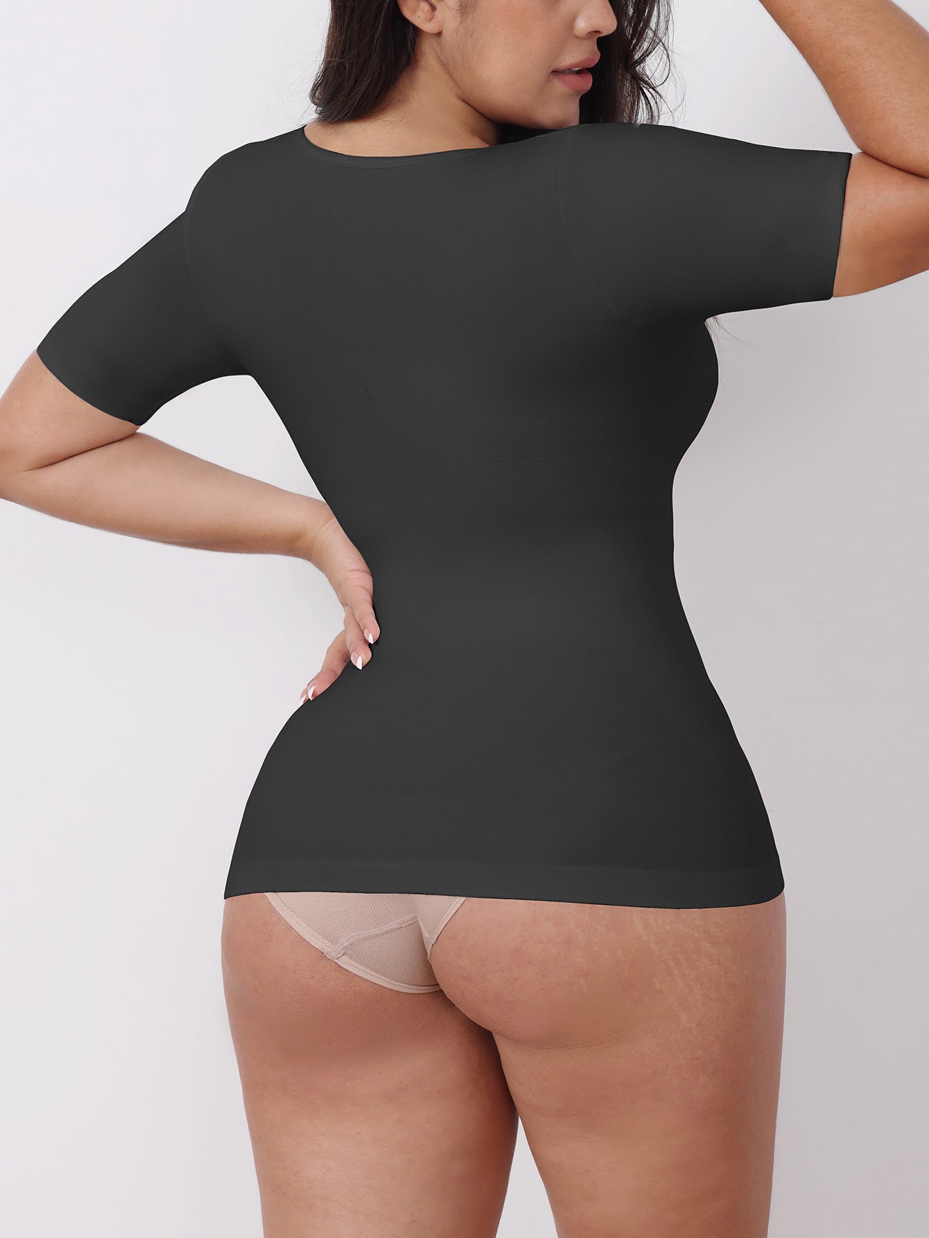 Short-Sleeved V-Neck Shapewear Large Size Tummy-Control Short-Sleeved Shaping Top
