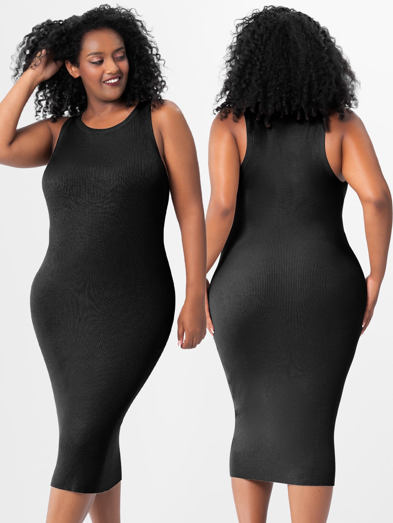 Plus Size Women's Round Neck Vest Knitted Dress