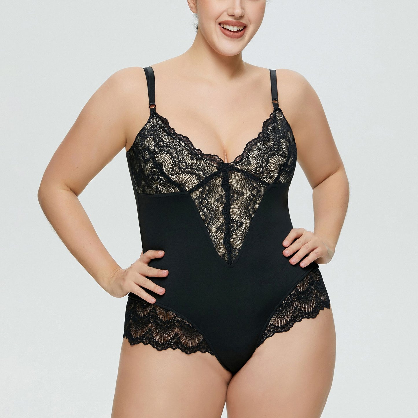 Large Size Bodysuit Sexy Lingerie Lace Stitching Thong