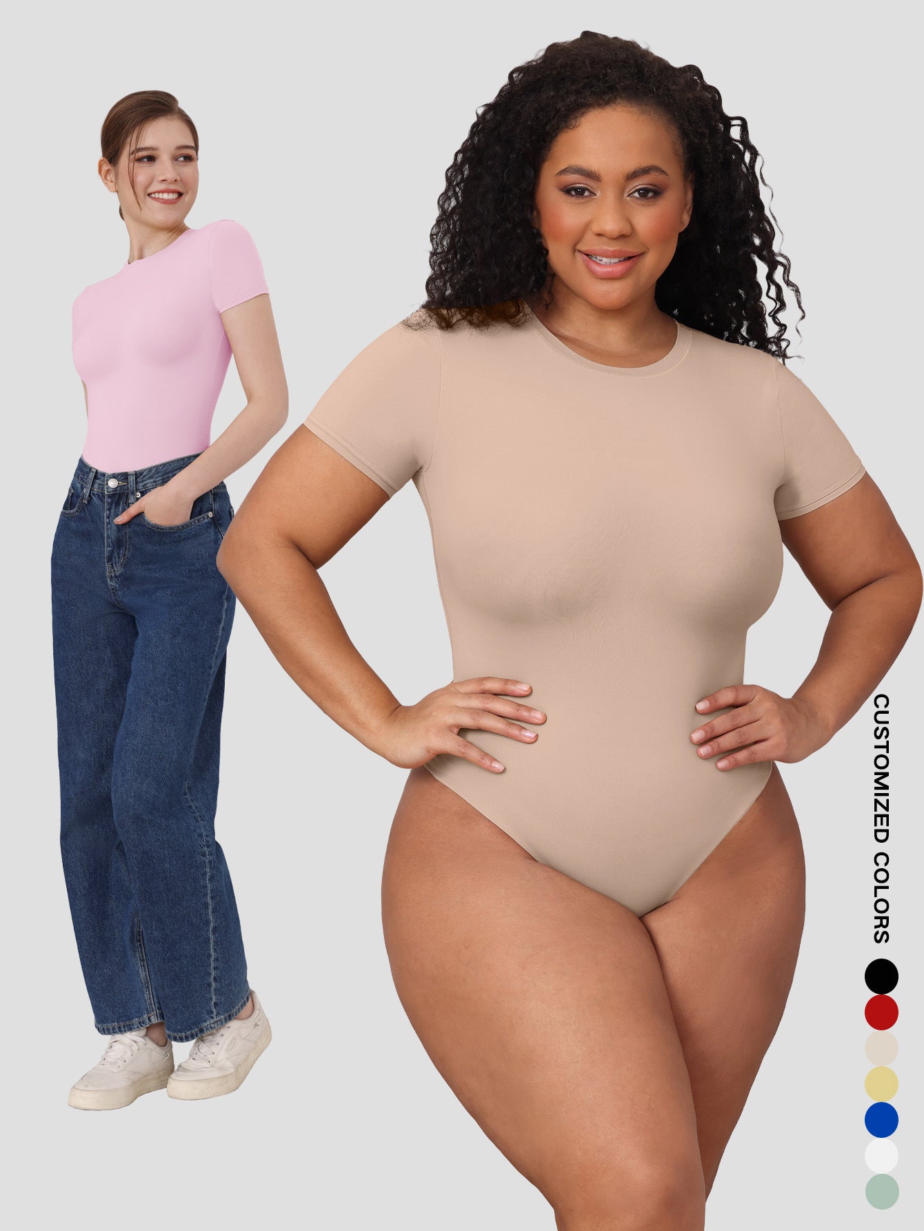 Hot Sale Women Short Sleeve Boneless Sewing Bodysuit