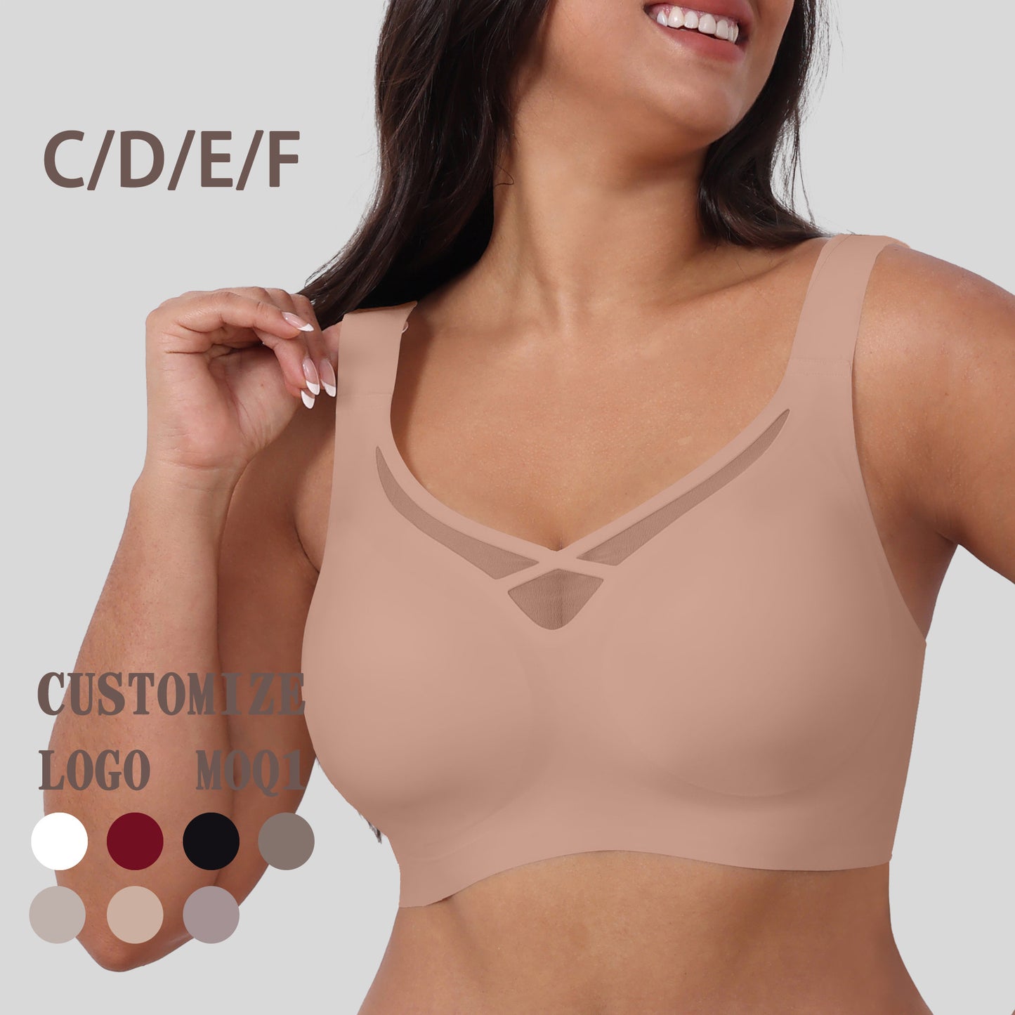 Large size bras women's no-rims gathered anti-sagging bra seamless underwear bra