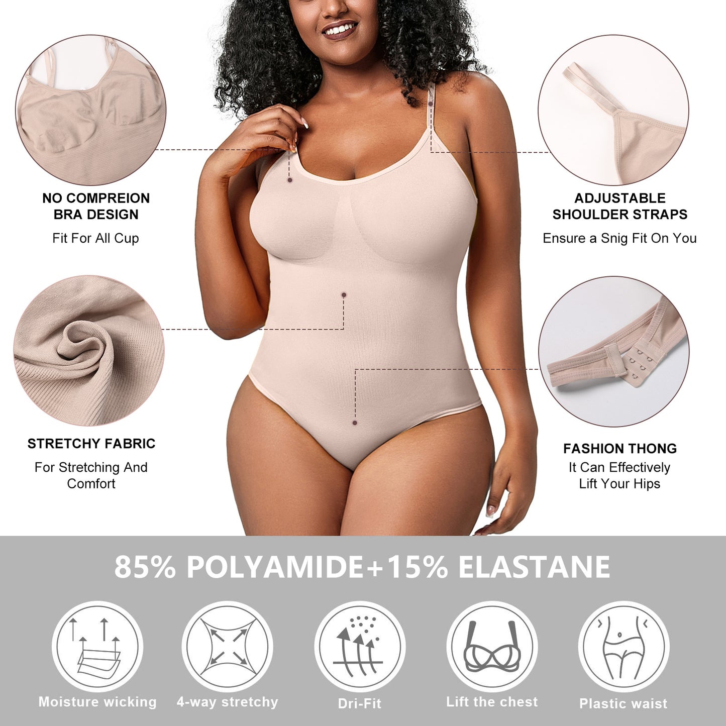 Tank Top Sleeveless Adjustable Straps Body Shaper For Women One-piece Breathable Xxl-xxl-xxl Shaping Bodysuit