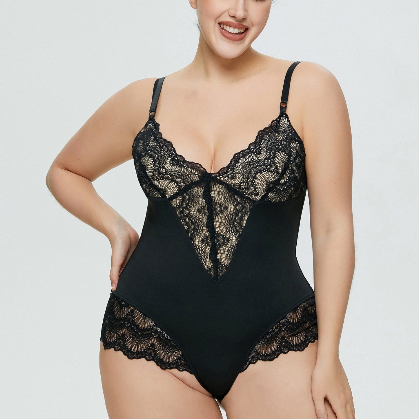 Large Size Bodysuit Sexy Lingerie Lace Stitching Thong