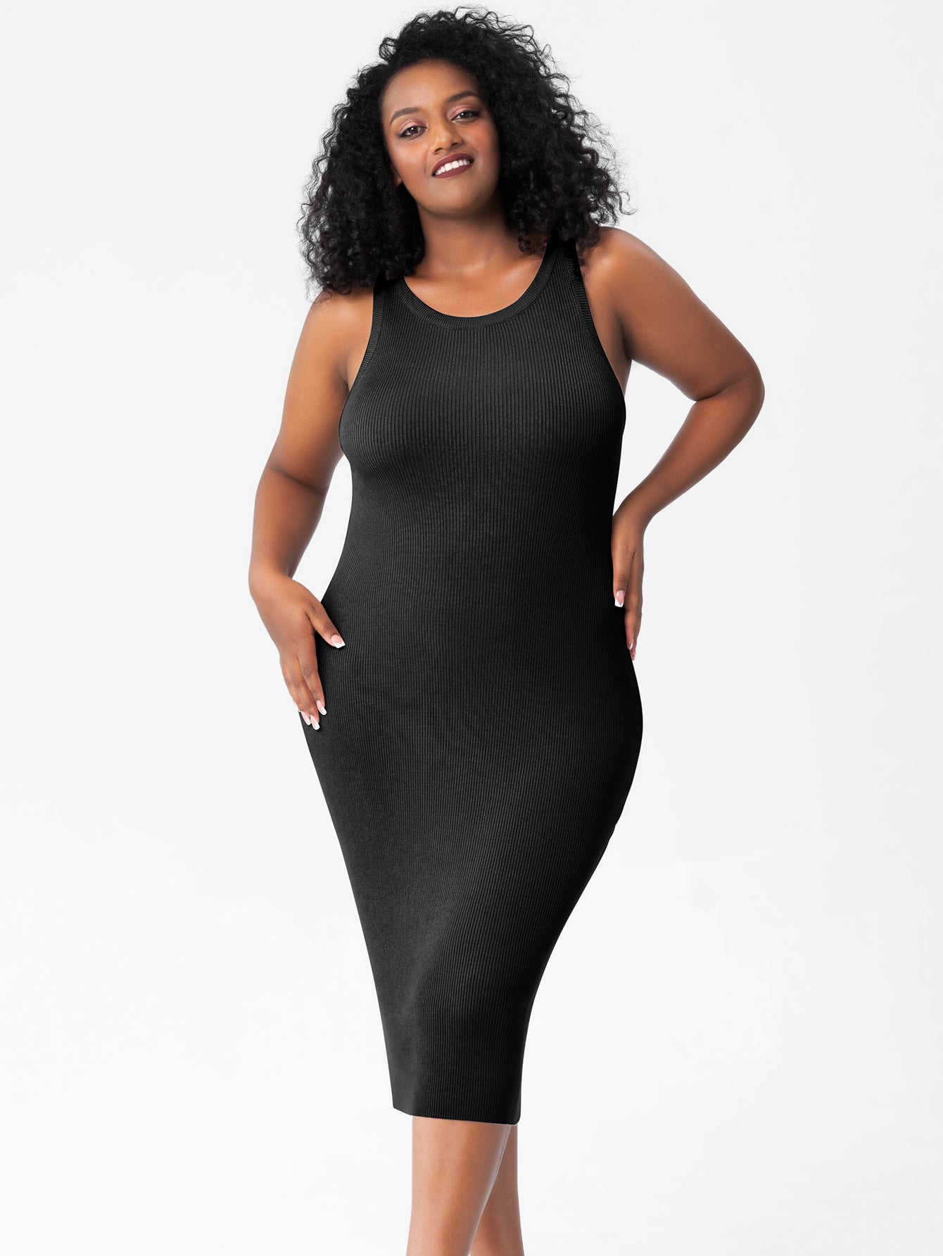 Plus Size Women's Round Neck Vest Knitted Dress