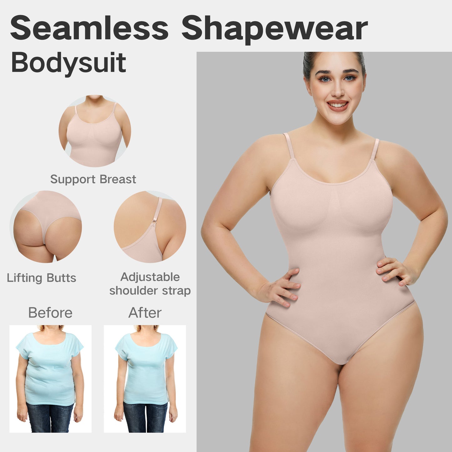 Tank Top Sleeveless Adjustable Straps Body Shaper For Women One-piece Breathable Xxl-xxl-xxl Shaping Bodysuit
