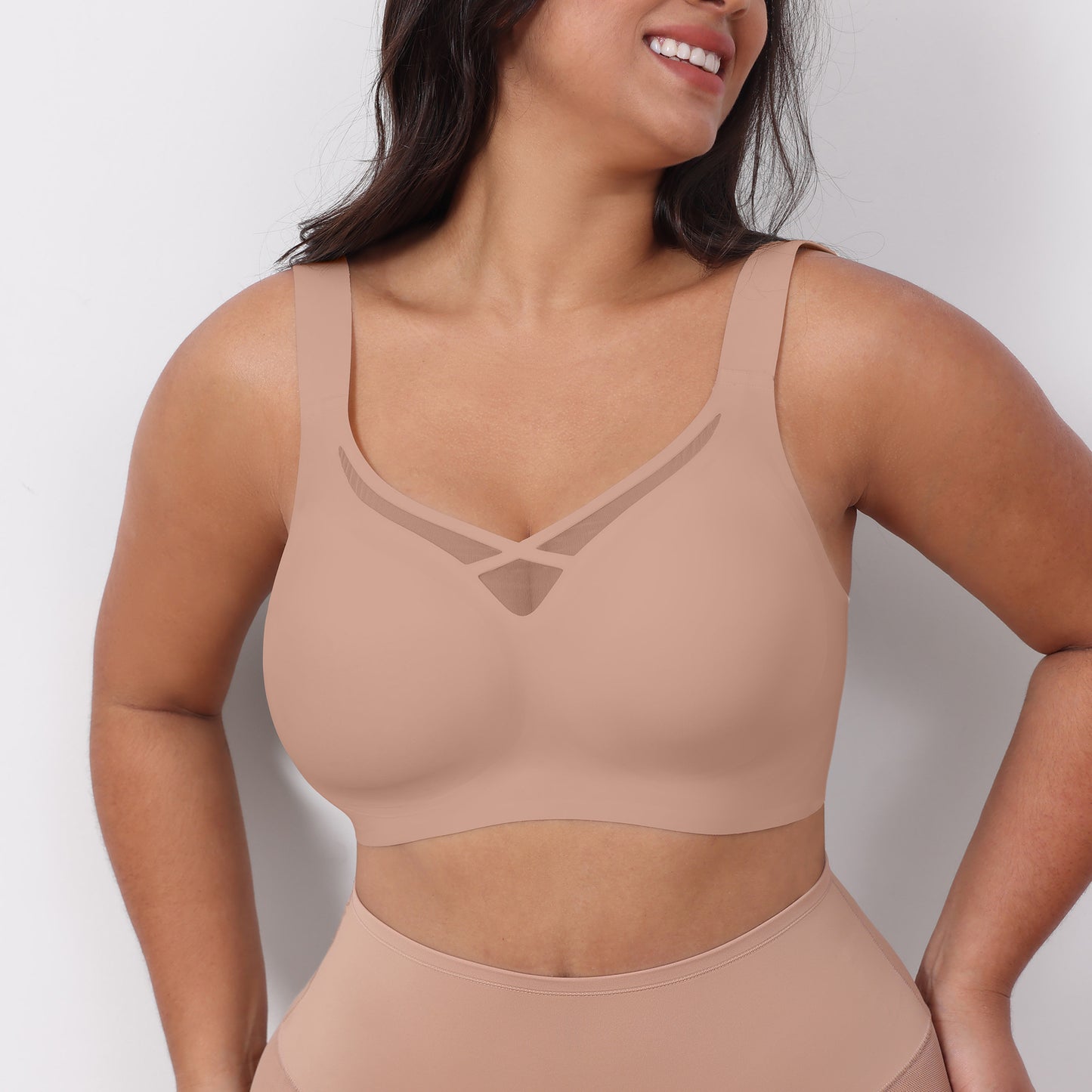 Large size bras women's no-rims gathered anti-sagging bra seamless underwear bra