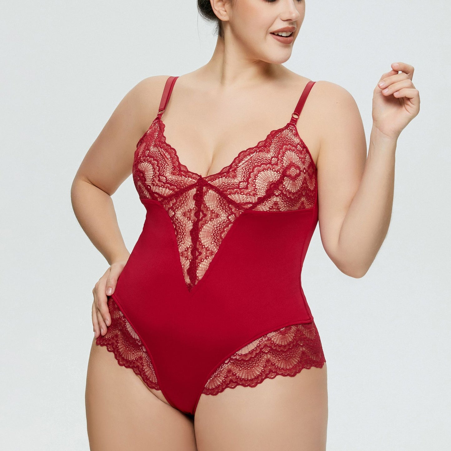 Large Size Bodysuit Sexy Lingerie Lace Stitching Thong