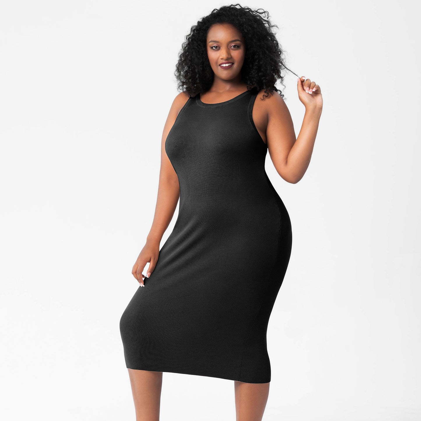 Plus Size Women's Round Neck Vest Knitted Dress