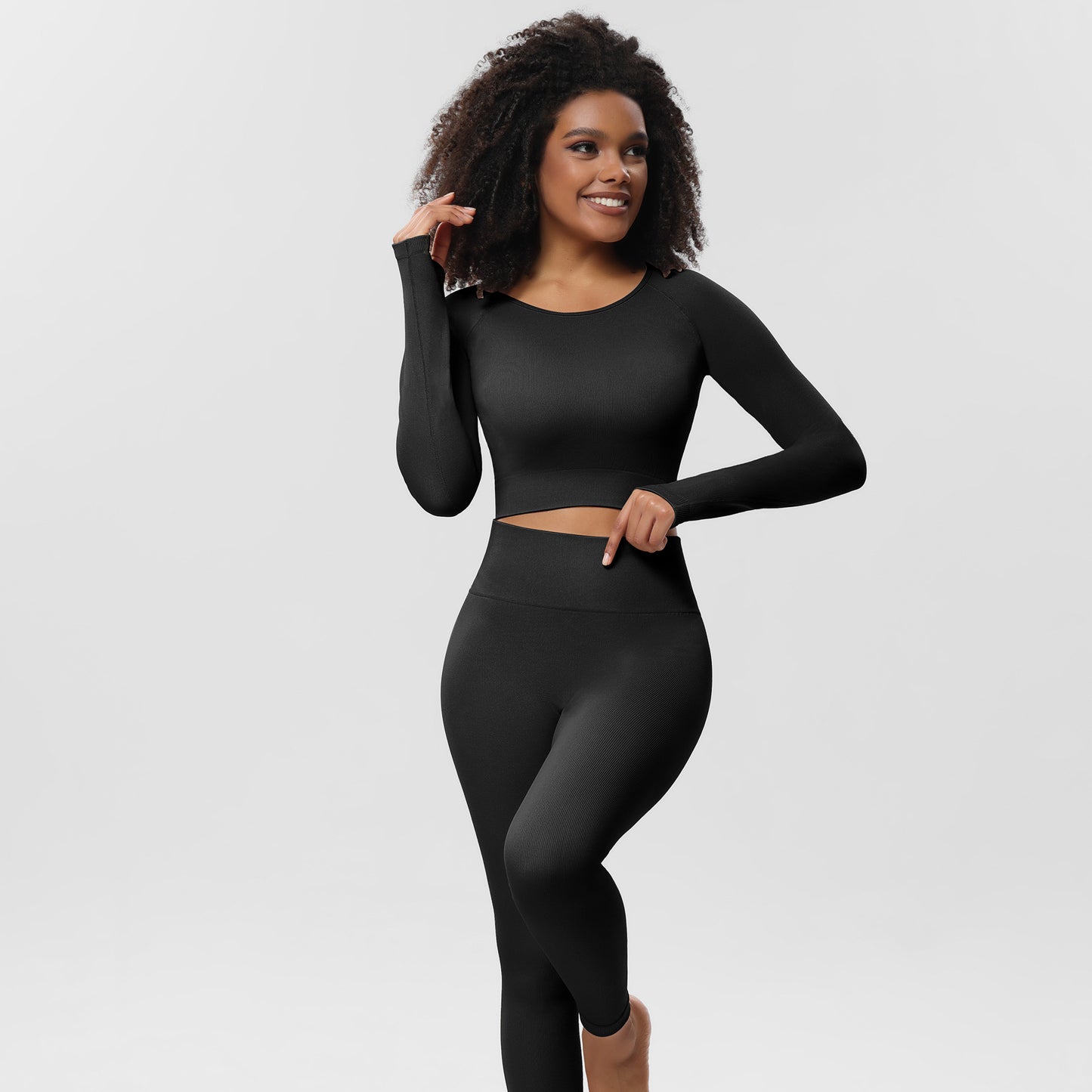 Yoga Clothes Autumn Set Seamless Yoga Pants Sports Vest Yoga Top Long Sleeve Three-piece Fitness Clothes