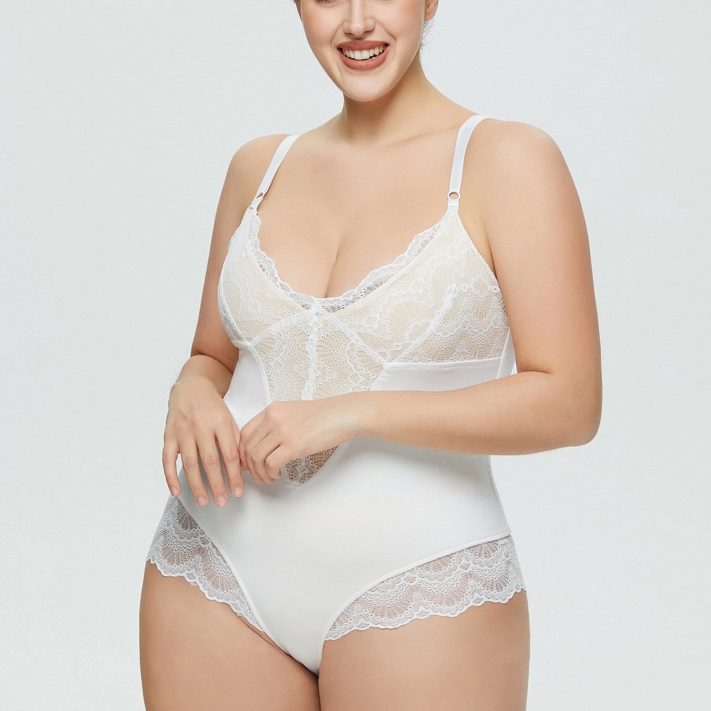Large Size Bodysuit Sexy Lingerie Lace Stitching Thong