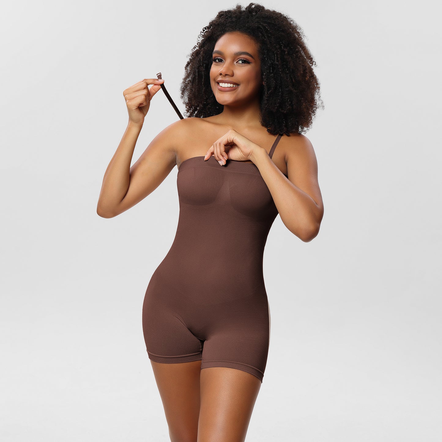 Detachable Straps Tube Top Shapewear Women's Tummy Control Buttocks Lifting Quarter Jumpsuit