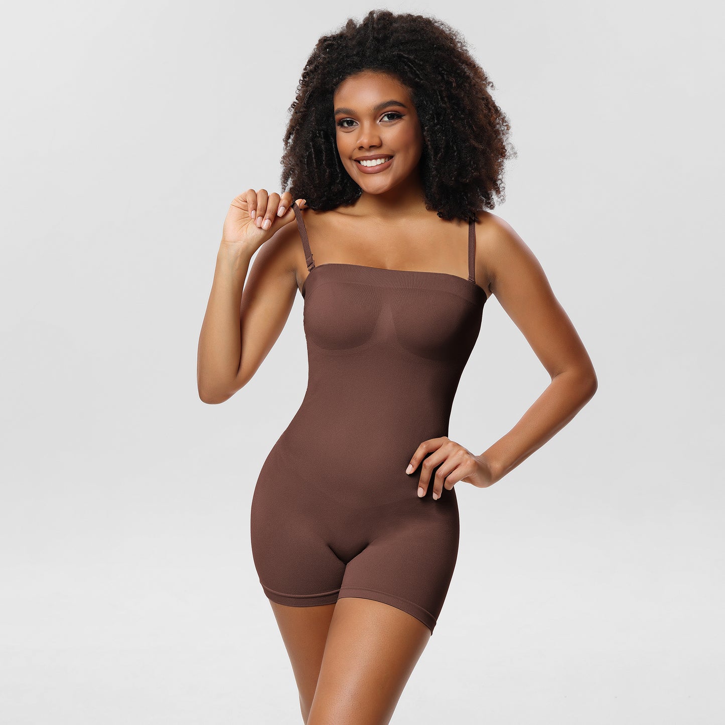 Detachable Straps Tube Top Shapewear Women's Tummy Control Buttocks Lifting Quarter Jumpsuit