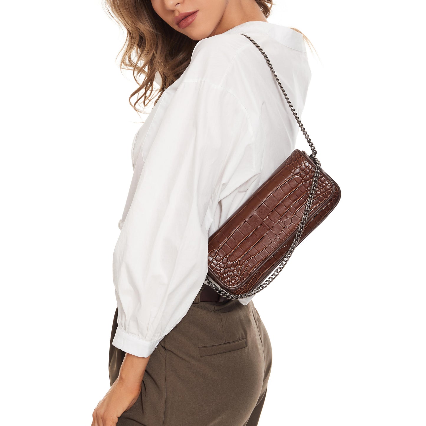 Women crocodile pattern women's bag