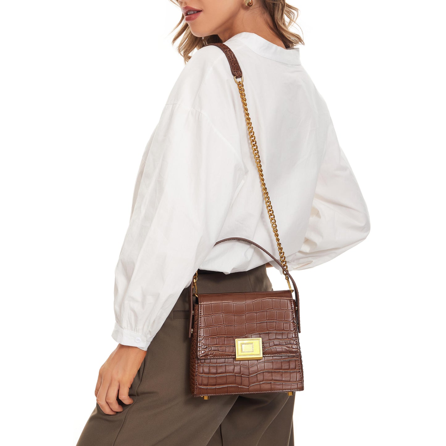 Women crocodile pattern women's bag