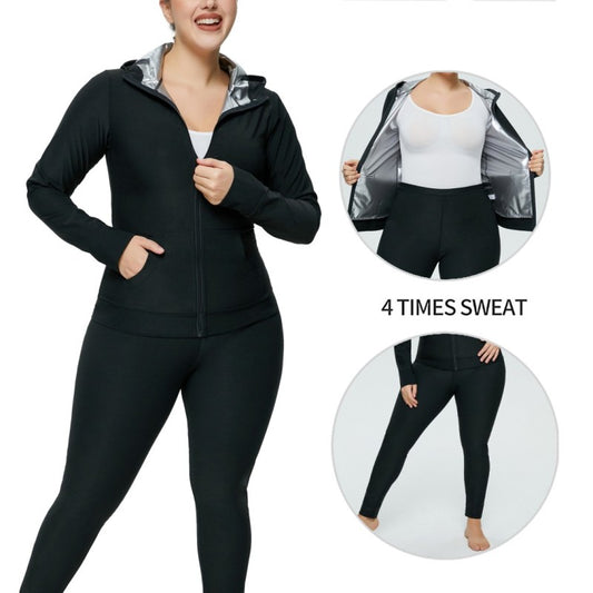 Hot Sale In Stock Butt Lift Zip Push Up Black Sauna Shaper Sets Xxl-xxl-xxl Slimming Fitness Weight Loss Sauna Sweat Suit