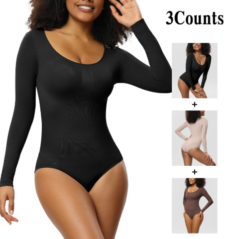 Long-Sleeve Seamless Shapewear