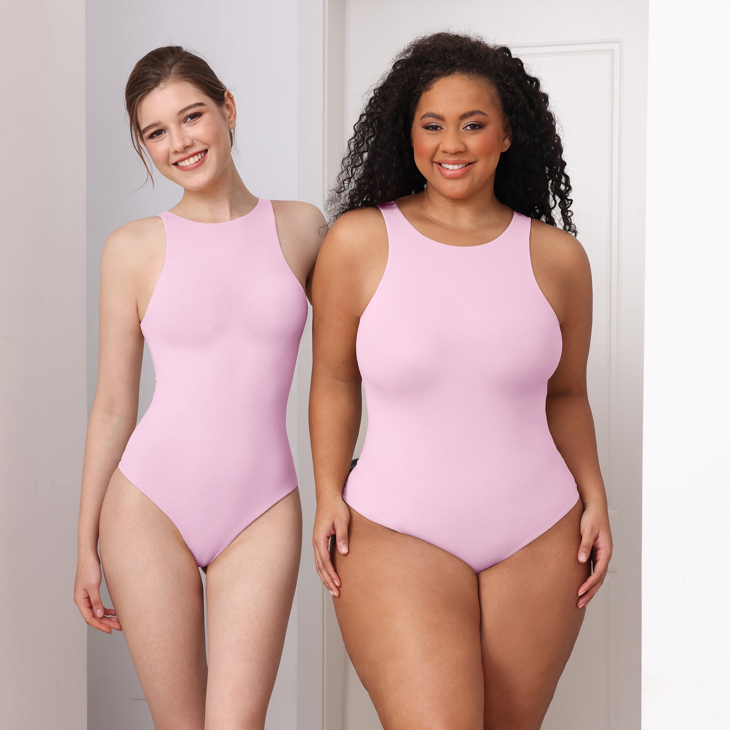 Boneless Sewing Bodusuit Women Sleeveless Double Layer Bodysuit