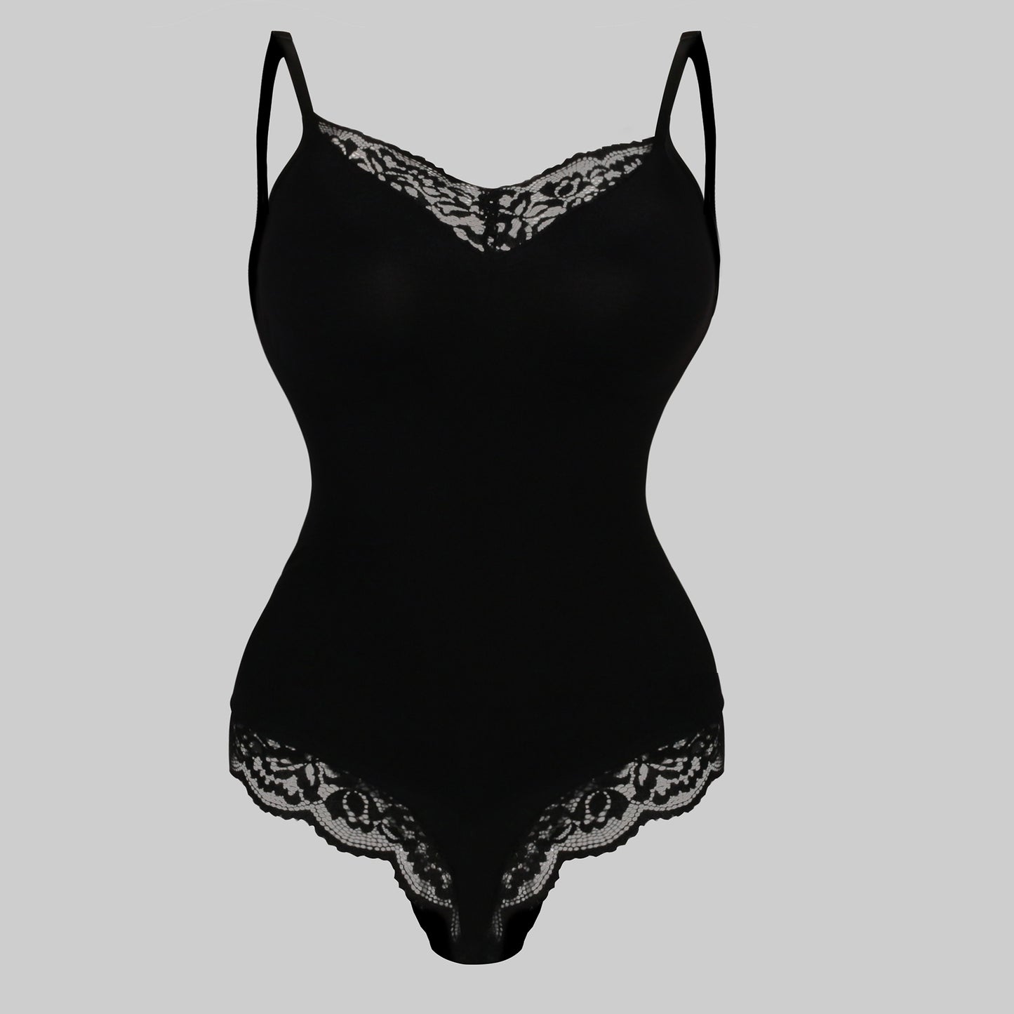 Bodysuit Large Size Lace T-Back Crotch Tummy-Controlling One-Piece Suspender Shapewear Underwear