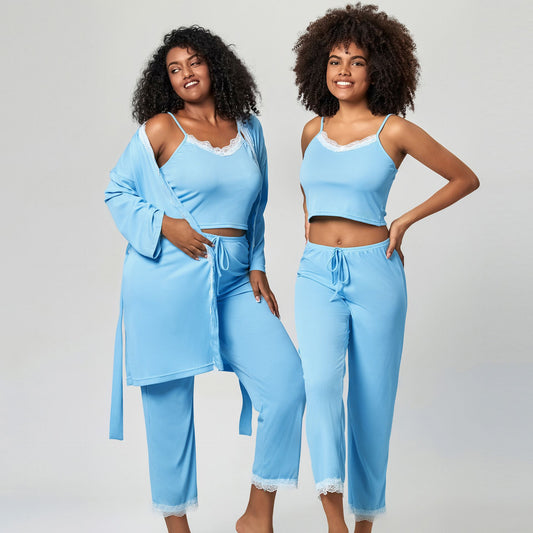 Large Size Summer Pajamas Cool Lace Trim Camisole Pajama Pants Pajamas Set