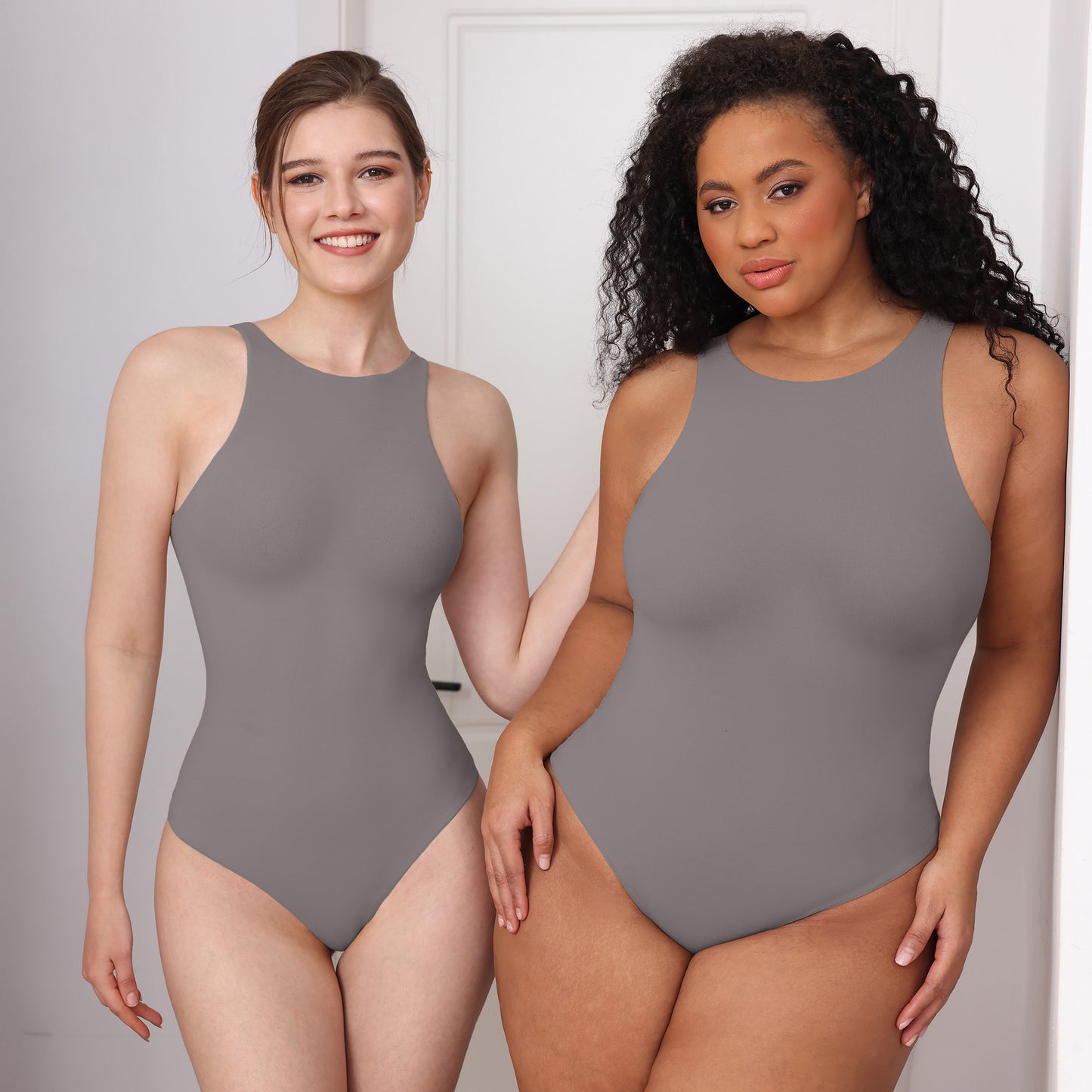 Boneless Sewing Bodusuit Women Sleeveless Double Layer Bodysuit