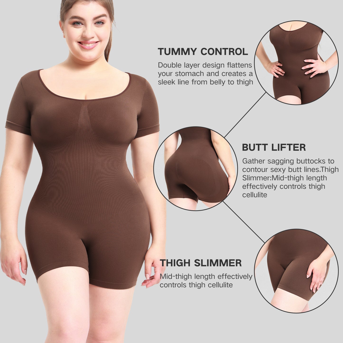 Hot Selling New Arrivals Colombian Girdles Short Sleeves Plus Size Body Shaper For Women Ladies Fullbody Shapewear Bodysuit