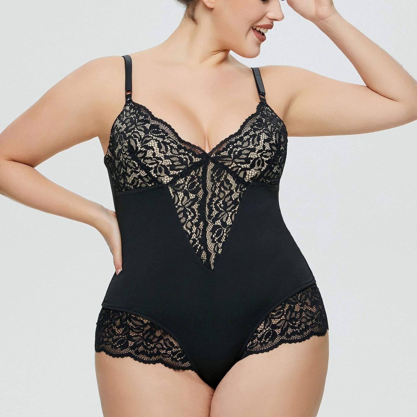 Large Size Bodysuit Sexy Lingerie Lace Stitching Suspender Thong