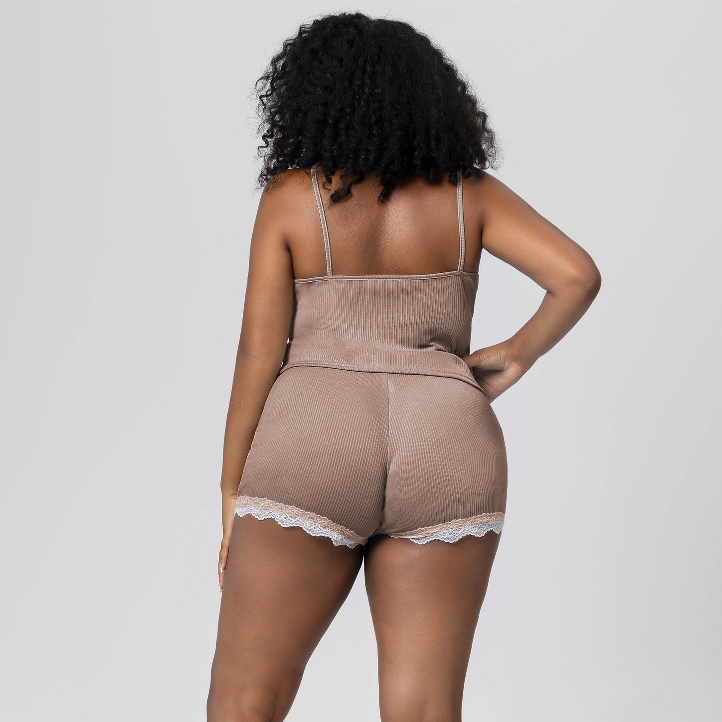 Large Size Pajamas Cool Lace Trim Camisole Pajama Pants Set