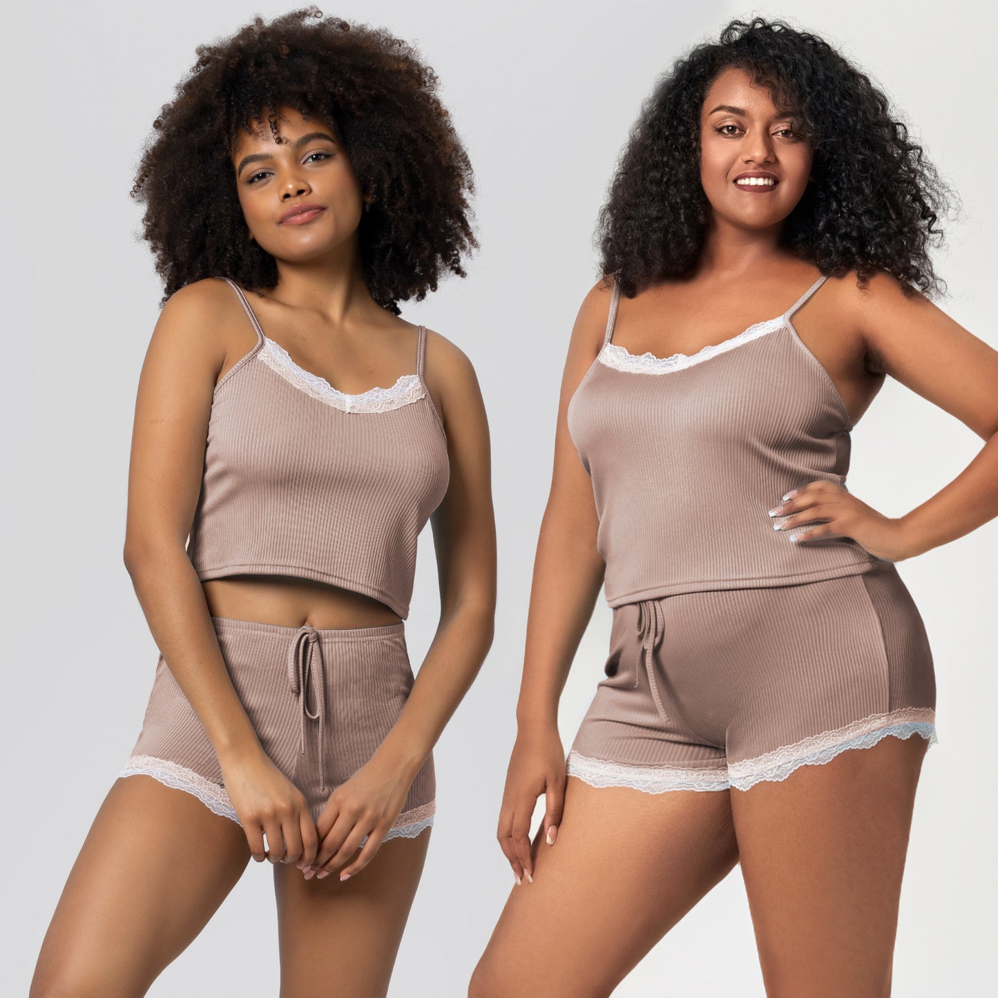 Large Size Pajamas Cool Lace Trim Camisole Pajama Pants Set