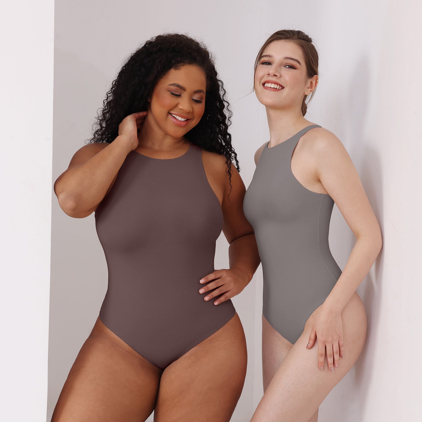 Boneless Sewing Bodusuit Women Sleeveless Double Layer Bodysuit