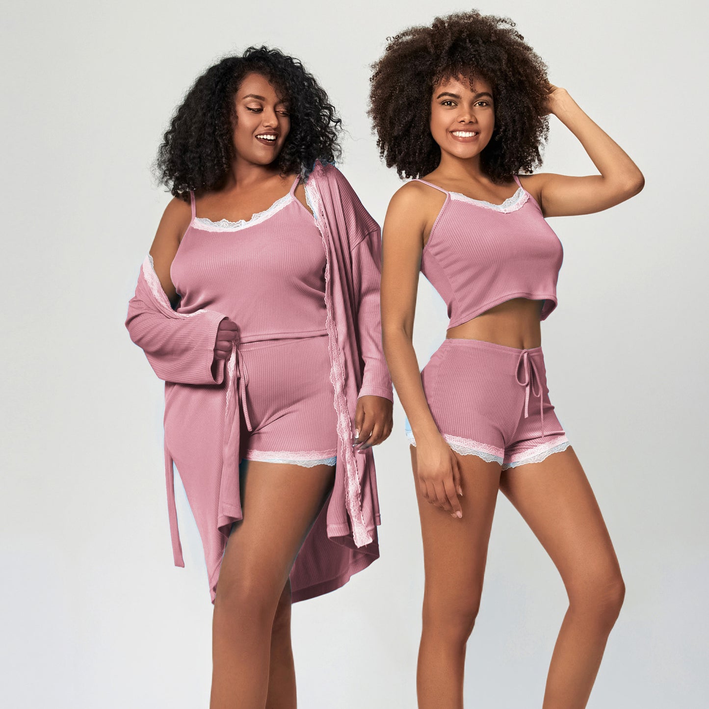 Large Size Pajamas Cool Lace Trim Camisole Pajama Pants Set