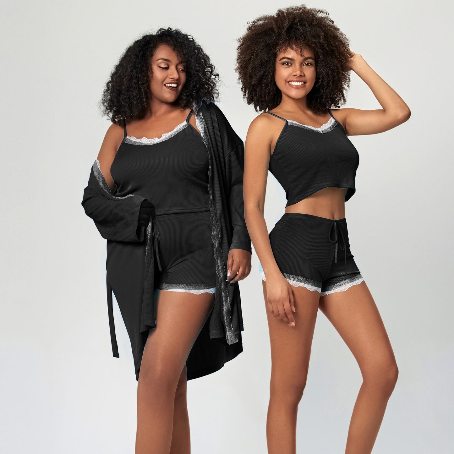Large Size Pajamas Cool Lace Trim Camisole Pajama Pants Set