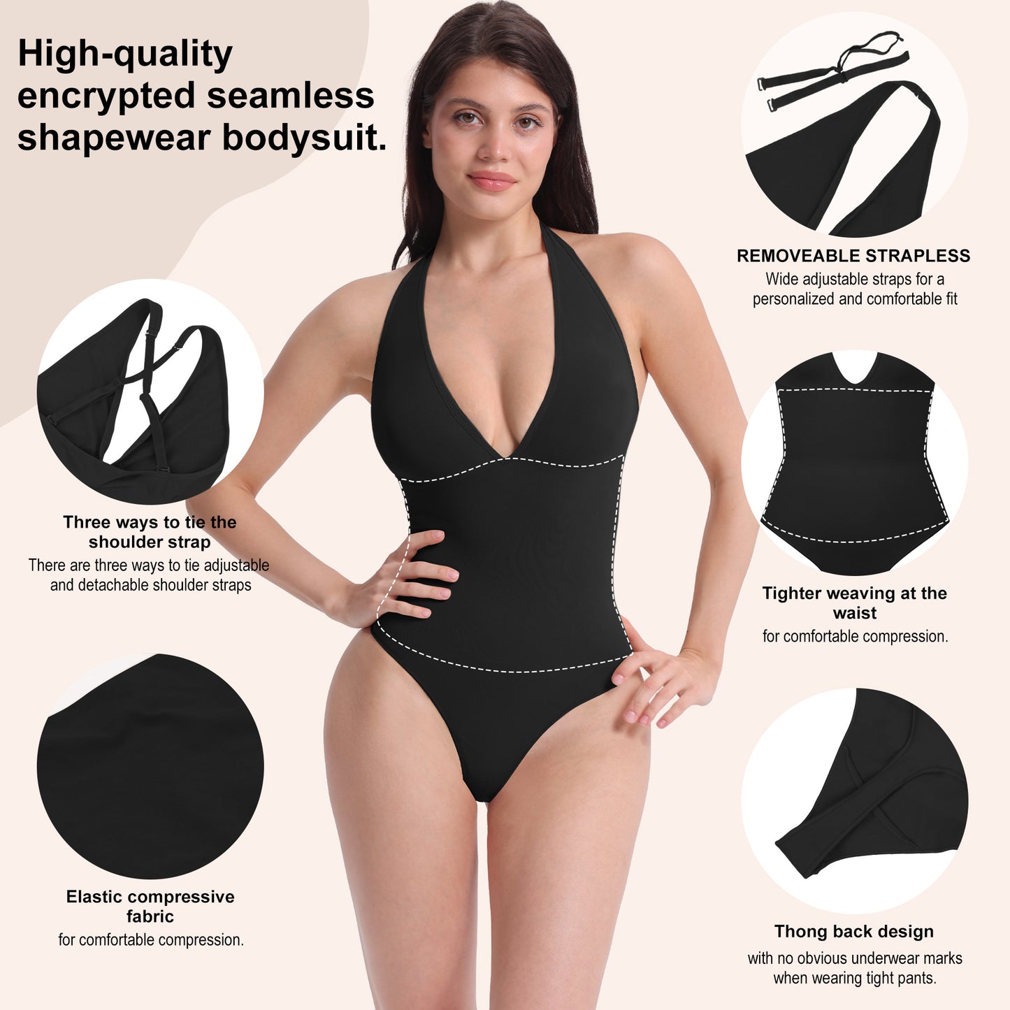 High Quality Shapewear Thong-Style Tummy Control Bodysuit
