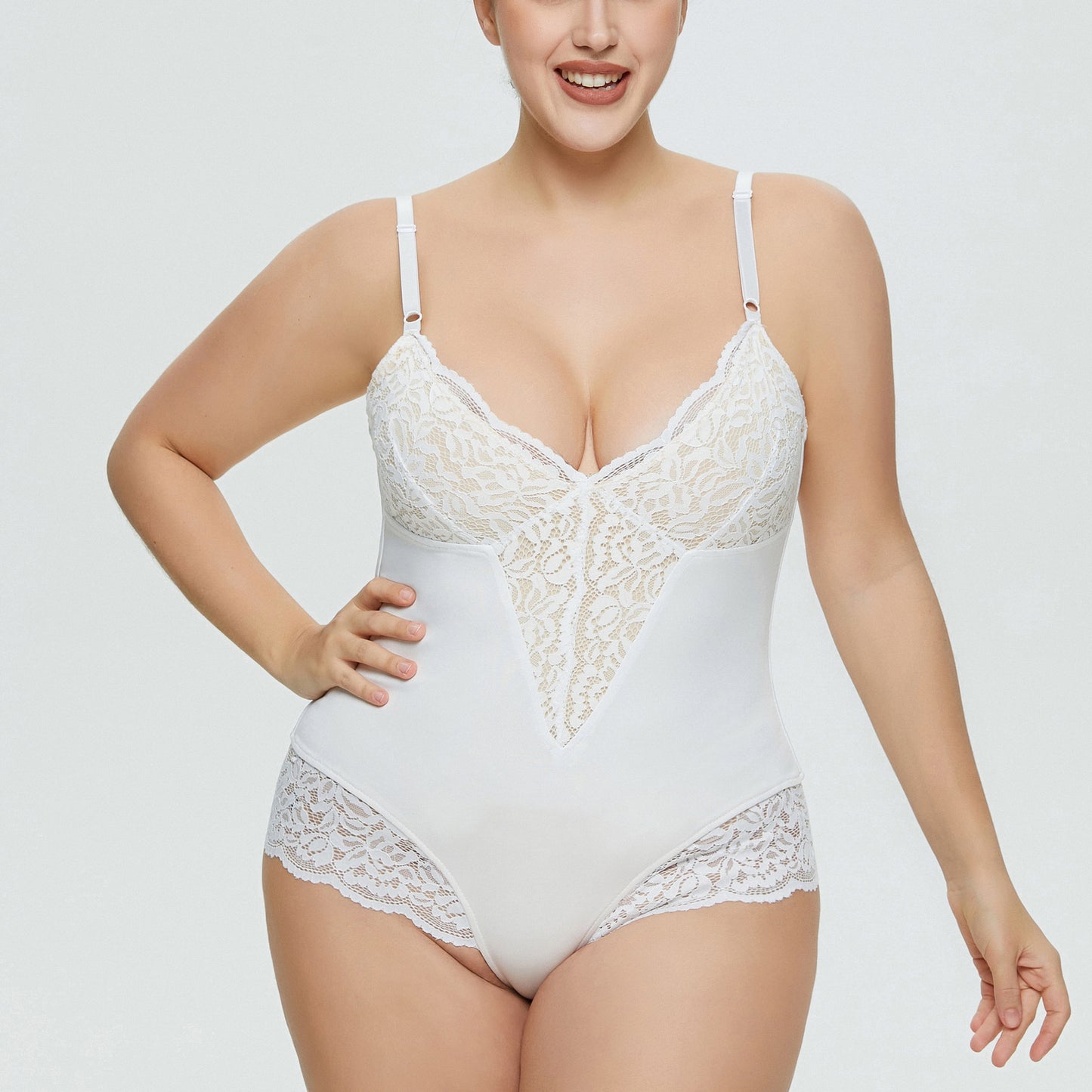 Large Size Bodysuit Sexy Lingerie Lace Stitching Suspender Thong