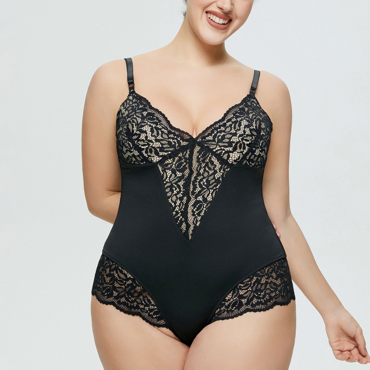 Large Size Bodysuit Sexy Lingerie Lace Stitching Suspender Thong