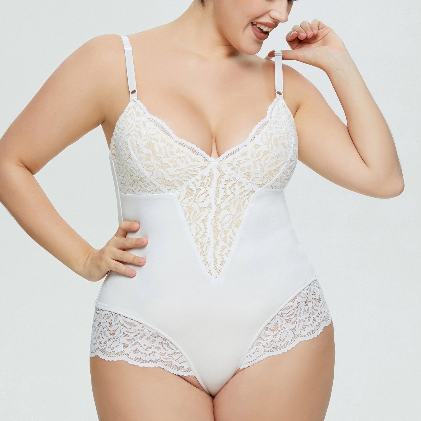 Large Size Bodysuit Sexy Lingerie Lace Stitching Suspender Thong